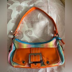 Nwot Y2k Shoulder Purse No Flaws Inside Or Outside Bag Fun Colorful Colors Fast Shipper Colorful Casual Shoulder Bag For Spring, Orange Shoulder Bag With Adjustable Strap For Spring, Colorful Y2k, Colorful Purse, Y2k Shoulder Bag, Shoulder Purse, Dream Wardrobe, Blue Orange, New Fashion