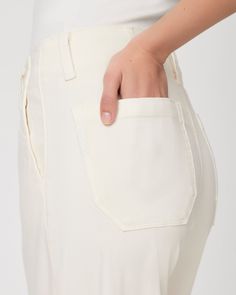 The Brooklyn Crop is the perfect spring and summer style. This new high-waisted wide leg silhouette features a cropped silhouette, a wide waistband, a double button closure, front pleats, trouser pockets and a seam detail down the front. This effortlessly chic pair comes in a beautiful off-white shade in a super soft fabric with the perfect amount of stretch. Trouser Pocket, Cropped Wide Leg Jeans, Cropped Wide Leg Pants, Wide Waistband, Summer Style, Soft Fabric, Leg Jeans, Wide Leg Pants, Soft Fabrics