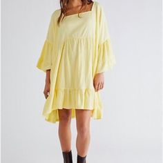 Nwt Free People Beach Oversized, Flowy, Beautiful. Perfect To Throw On And Go. Not Sheer Or See Thru. Great For Everyday Easy Wearing! Flowy Yellow Midi Dress For Beach, Yellow Bohemian Sundress For Day Out, Yellow Long Sleeve Midi Dress For Beach, Casual Mustard Mini Dress For Spring, Yellow Mini Dress For Spring Vacation, Yellow Flowy Sundress For Vacation, Oversized Beach Dresses For Spring, Yellow Flowy Midi Dress For Summer, Flowy Yellow Midi Dress For Vacation