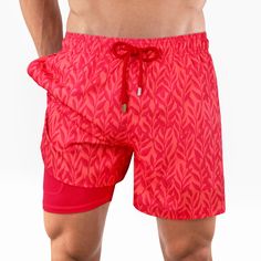 Model's height: 183cm/6'0", Model is wearing: Medium Collins is our premier and most iconic swim short. The Built-in liner is super soft, supportive and 100% chafe-free. No more mesh, just comfort. Red Stretch Swim Trunks With Built-in Shorts, Red Summer Swim Trunks, Red Fitted Swim Trunks For Summer, Fitted Red Swim Trunks For Summer, Red Swimwear With Built-in Shorts For Vacation, Compression Swim Trunks With Built-in Shorts, Summer Beach Activewear With Built-in Shorts, Beach Activewear With Built-in Shorts And Relaxed Fit, Red Stretch Swim Trunks For Summer