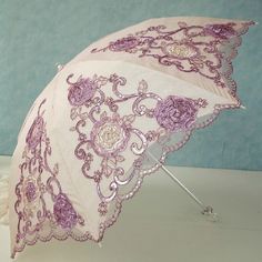 Handmade Embroidery Sun Rain Umbrellas Lace Sequins Anti UV Lady Folding Parasol #sist3r #Vintage Cute Umbrellas, Rain Umbrella, Vintage Umbrella, Sun Umbrella, Umbrellas Parasols, Under My Umbrella