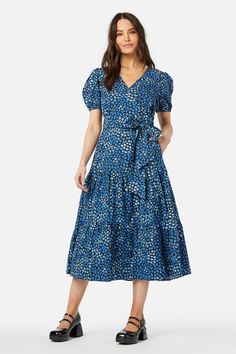 blue Berry Print, Picnic Dress, Princess Highway, Short Puff Sleeve, Tiered Ruffle Skirt, Midi Wrap Dress, Goth Dress, Skirt Short, So Fresh