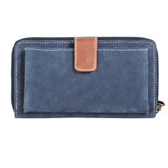 Crafted from blue bandana-print leather, this wallet features a zip closure with a wristlet strap for added convenience. It's a fashionable way to secure your cards, cash, and other belongings, with the added bonus of convenience. Genuine Full Grain Leather Blue Washed Leather With White Bandana Prints Zip Closure With STS Pull Wristlet Handle 2 Interior Zip Pocket 10 Card Slots; Id Slot Exterior Slip Pocket With Magnetic Closure 8" x 4" x 1" Casual Leather Wallet With Zipper Pocket, Travel Bifold Wallets With Snap Closure, Casual Travel Wallet With Zipper Closure, Blue Wallets With Zipper Closure For Daily Use, Blue Wallet With Zipper Closure For Daily Use, Casual Travel Wallet With Zipper Pocket, Casual Wallets With Snap Closure For Daily Use, Casual Wallet With Snap Closure For Daily Use, Versatile Travel Wallet With Snap Closure