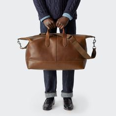 Shinola Men's Bag | Canfield Classic Holdall | Brown Leather Leather-lined Weekender Bag For Everyday Use, Brown Business Duffle Bag, Luxury Luggage For Everyday Use, Luxury Everyday Luggage, Leather Satchel Luggage With Leather Trim, Classic Leather Luggage In Cognac, Leather Trim Travel Bag For Everyday Use, Leather Luggage With Leather Trim, Satchel Shape, Classic Leather Luggage With Leather Trim