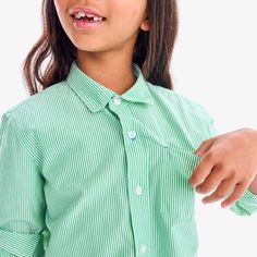 This shirt was such a hit this past spring, we brought it back for a new season with long sleeves! Great to wear as a layer at the playground or on its own for Picture Day. Fabric: 100% cotton poplin; naturally wrinkle-resistant, and pre-washed to minimize shrinkage. Feel: Soft, lightweight, and crisp. Learn more. Fit: Slightly roomy and layer-friendly; front pocket for knick-knacks. Family Pjs, Apple White, Picture Day, Green Apple, Knick Knacks, Cotton Poplin, New Season, Front Pocket, White Stripe