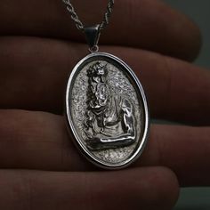 925 Silver Renaissance Moses Sculpture Pendant, Moses Necklace, Renaissance Jewelry, Sculpture Jewelry, Jewish Christianity Abrahamic Gift - Etsy Türkiye Spiritual Silver Oval Pendant Necklaces, Silver Oval Amulet Necklace, Silver Spiritual Necklace With Oval Shape, Moses Sculpture, Jewelry Sculpture, Sculpture Jewelry, Locket, 925 Silver, Ships