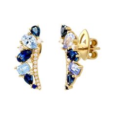 Earrings 18K Yellow Gold Diamond 28-RND 0,17 ct-4/7 Blue Sapphire 2-0,4 ct Blue Sapphire 2-0,06 ct 3/2 Blue Sapphire 6-1,44 ct 3/2 With a heritage of ancient fine Swiss jewelry traditions, NATKINA is a Geneva based jewellery brand, which creates modern jewellery masterpieces suitable for every day life. It is our honour to create fine jewelry, and it’s for that reason that we choose to only work with high-quality, enduring materials that can almost immediately turn into family heirlooms. From ou Luxury Blue Diamond Earrings With Prong Setting, Blue Cubic Zirconia Diamond Earrings With Prong Setting, Blue Cubic Zirconia Earrings With Prong Setting, Blue Prong Set Fine Jewelry Earrings, Blue Brilliant Cut Earrings For Anniversary, Formal Blue Diamond Earrings For Pierced Ears, Formal Blue Diamond Earrings, Blue Sapphire Diamond Earrings As Gift, Blue Sapphire Diamond Earrings With Brilliant Cut