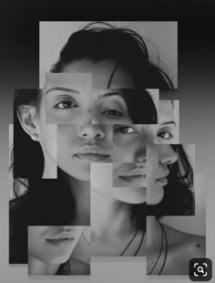 a black and white photo of two women with different facial expressions in the same image