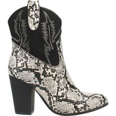 Code West Slayer is a bold and colorful bootie. It's 3 1/2" heel gives you height and the western stitching adds pizzazz. Made from faux suede. Size: 7.5.  Color: Black.  Gender: female.  Age Group: adult. Trendy Winter Moto Boots With Snip Toe, Trendy Snip Toe Mid-calf Boots For Fall, Trendy Mid-calf Boots With Snip Toe For Winter, Trendy Winter Mid-calf Boots With Snip Toe, Fitted Western Platform Boots For Fall, High Heel Boots For Rodeo In Fall, Trendy Winter Boots With Snip Toe, High Heel Boots For Rodeo And Fall, Trendy Snip Toe Boots For Fall