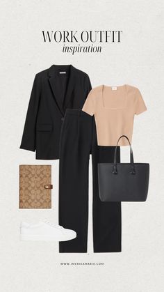 work outfit Business Spring Outfits, Casual Workwear Women Summer, Work Outfits Women Office Spring 2023, Project Manager Outfit, Neutral Work Outfits Women, Blazer Work Outfits Women, Work Capsule Wardrobe Business Casual, Spring Professional Outfits Women, Minimal Work Outfit