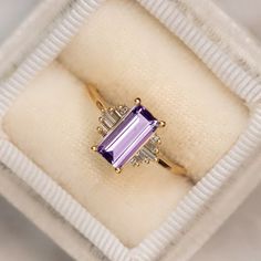 Amethyst Ring, Baguette Amethyst Wedding Band, Birthstone Ring, Gemstone Band, Anniversary Gift, Beautiful Simple Promise Ring, Gift for Her - Etsy Wedding Jewelry With Baguette-cut Gemstone Accents, Rectangular Amethyst Wedding Rings, Lavender Crystal Ring For Wedding, Rectangular Amethyst Ring For Wedding, Purple Amethyst Rings With Baguette Cut, Rectangular Birthstone Ring For Wedding, Purple Diamond Crystal Ring For Wedding, Wedding Amethyst Ring With Rectangular Stone, Purple Diamond Ring For Wedding