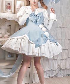 Fashion Bowtie Lolita Dress PN4743 ●Material:polyester ●Size: Shirt: S: Length 51 cm, Bust 92 cm,Shoulder 36 cm, Sleeve 59 cm M: Length 53 cm, Bust 96 cm,Shoulder 37 cm, Sleeve 61 cm L: Length 55 cm, Bust 100 cm,Shoulder 38 cm, Sleeve 63 cm Dress: S: Length 80 cm,Bust 84-92 cm, Waist 69-80 cm M: Length 82 cm,Bust 88-96 cm, Waist 73-84 cm L: Length 84 cm,Bust 92-100 cm, Waist 77-88 cm (Please allow 1-3cm differs due to manual measurement.As different computers display colors differently,the color of the actual may vary slightly from the above images.Thanks for your understanding.) ●About Shipping: We attach great importance to the orders of each customer and parcel delivery. 1.Processing time: 2-3 business days. 2.Shipping time: 10-15 business days to US, please allow 3-4 weeks shipping to Fitted Long Sleeve Mini Dress For Dress-up, Cute Fitted Dress For Costume Party, Blue Dress-up Dress With Bow, Cute A-line Dress, Cute A-line Dress For Casual Occasions, Blue Long Sleeve Dress With Bow, Cute A-line Dress For Dress Down Occasions, A-line Dress With Ruffles For Dress-up, Spring Costume Party Dress With Bow