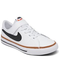 Nike Big Kids Court Legacy Casual Sneakers from Finish Line - Macy's Nike Tennis Sneakers With Rubber Sole, Nike Sporty Tennis Sneakers, Nike White Sneakers With Logo Patch On Tongue, Nike White Sneakers With Logo Patch, White Nike Sneakers With Logo Patch At The Tongue, White Nike Sneakers With Logo Patch On Tongue, Nike Tennis Sneakers With Round Toe, Nike Lace-up Tennis Sneakers, School Sneakers With Lace-up Vulcanized Sole