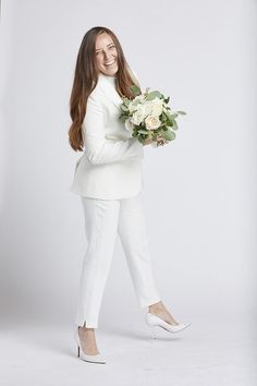 Women's White Tuxedo Jacket #weddings #whitesuit #tuxedo Spring Wedding Tuxedo Blazer, Spring Wedding Tuxedo Suit, Spring Wedding Tuxedo With Notch Lapel, Chic Tailored Tuxedo For Wedding, White Spring Wedding Tuxedo, Elegant Long Sleeve Spring Tuxedo, Spring Wedding Tuxedo Outerwear, White Notch Lapel Tuxedo For Spring, White Suit For Spring Wedding