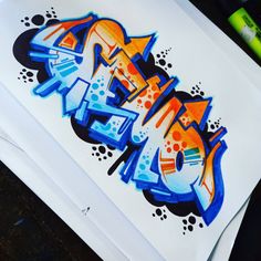 an image of graffiti on paper with markers