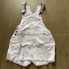 These Cute Shortalls From Venus Features A Frayed Bottom Hem And Pockets. New In Polybag Size Us 8 Spring Cotton Overall Shortalls, Cotton Shortalls Overall For Spring, Trendy Summer Bib Front Shortalls, Trendy Summer Shortalls With Bib Front, Trendy Cotton Bib Front Overalls, White Casual Bib Front Overalls, Casual High-waisted Shortalls With Pockets, Trendy Bib Front Overalls For Spring, Casual White Cotton Shortalls