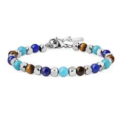 PRICES MAY VARY. This men's triple protection bracelet is beaded with 6mm Lapis Lazuli, Brown Tiger Eye, Turquoise(Synthetic) beads & 5mm stainless steel square beads, and with adjusbale stainless steel lobster clasp Men's Beaded Bracelet: Length in 7"(17.8cm) with 1.2"(3cm) extender, for wrist size of 6.5-8"(16.5-20.5cm) The courage and fearlessness of the crystal bracelet's meaning is super. This Triple Protection bracelet is not only can be safe, auspicious amulet, also can be used as an orna Simple Beaded Bracelets, Beaded Bracelet For Men, Black Tourmaline Bracelet, Crystal Stone Jewelry, Brown Tiger, Brown Tiger Eye, Howlite Bracelet, Obsidian Bracelet, Bracelets With Meaning