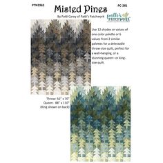 the pattern for misted pines is shown in three different colors