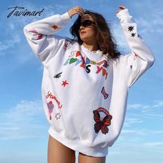 Size(cm)SLength:74Bust:124Sleeve:52Shoulder:60MLength:75Bust:128Sleeve:53Shoulder:61LLength:76Bust:132Sleeve:54Shoulder:62Size(inch)SLength:29.13 Bust:48.82 Sleeve:20.47 Shoulder:23.62MLength:29.53 Bust:50.39 Sleeve:20.87 Shoulder:24.02LLength:29.92 Bust:51.97 Sleeve:21.26 Shoulder:24.41 Hoodie Women, Long Hoodie, White Fashion, Casual Pullover, Casual Fall, Fall And Winter, Letter Prints, Long Sleeve Sweater, Hoodies Womens