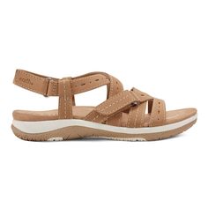 Casual Beige Sport Sandals For The Beach, Beach Slingback Sandals With Arch Support And Round Toe, Brown Casual Sport Sandals With Arch Support, Casual Brown Sport Sandals With Arch Support, Casual Slingback Sandals With Leather Footbed, Casual Footbed Sandals With Ortholite Insole For The Beach, Beige Cushioned Sport Sandals For Vacation, Closed Toe Slingback Sandals With Arch Support For Beach, Casual Slingback Sandals With Ortholite Insole And Round Toe