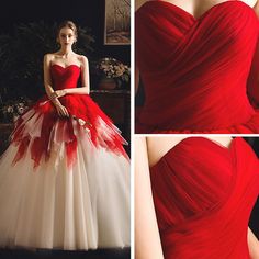 Amazing / Unique Red Champagne Wedding Dresses 2019 Ball Gown Sweetheart Sleeveless Backless Chapel Train Cascading Ruffles Red Tulle Gown For Quinceanera, Red Tulle Evening Dress For Quinceanera, Red Tulle Ball Gown For Banquet, Red Tulle Dress With Sweetheart Neckline, Red Sleeveless Ball Gown For Quinceanera, Red Strapless Tulle Dress, Red Tulle Gown With Fitted Bodice, Red Ball Gown Wedding Dress For Banquet, Red Ball Gown With Sweep Train For Debutante Ball