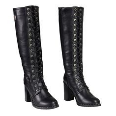 Milwaukee Leather MBL9442 Women's Black Lace-Up Tall Biker Fashion Boots with Platform Heel & Studs Features Made of Synthetic Faux Leather Water Resistant Uppers Tall Boots Anti-Slip Bottom Lace-Up with Inside Zipper for Easy on and off Wear Studded Outsole Milwaukee Signature Hardware Signature Hardware, Leather Boots Women, Biker Style, Tall Boots, Performance Outfit, Platform Heels, Black Lace, Fashion Boots, Leather Women