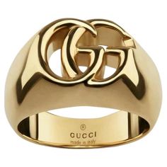 Gucci 18k Gold 'GG' Logo Signature Ring Heavy weight, solid gold running ring, RRP £2,500. Size - 60EU Condition - Very Good/Excellent (may have very fine scratches) Composition - 18k Yellow Gold, weight 13.1 grams Comes With - Box, Dust Bag Ring Aesthetic, Signature Ring, Signature Rings, Mario Testino, Gucci Jewelry, Aesthetic Movement, Gg Logo, Rough Diamond, Signature Logo