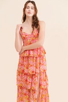 Rent Midsummer Midi Dress from Nuuly. Pick 6 items for $98/month. Free shipping + returns. Midsummer Dress, Floral Midi Dresses, Midi Floral Dress, Painterly Floral, Summer Bridal Showers, Dresses Flowers, Tiered Ruffle Skirt, Bridal Shower Dress, International Style