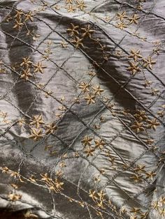 NEW Queen Elisabeth 100% Silk Dupioni Pewter Pintuck Fabric with Gold Floral Embroidery - Fancy Styles Fabric Pierre Frey Lee Jofa Brunschwig & Fils Elisabeth Of Austria, Queen Of France, Queen Elisabeth, Silk Dupioni, Silk Taffeta, Light Turquoise, Embroidery Fabric, Yellow Fabric, Gold Floral