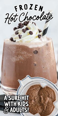 chocolate milkshake with whipped cream and chocolate chips on top