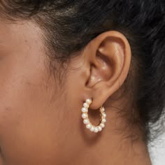 Elegant, timeless and beautiful — House of Pearls’ Circle Pearl Earrings are the perfect way to add a touch of sophistication to your formal look. Crafted with a timeless gold vermeil finish, these earrings feature a perfect circle of lustrous pearls that shimmer gracefully in the light. Whether you wear them with casual wear or a special occasion look, these earrings add a touch of poise to any ensemble. Details: Style ADiameter: 2.8cm Weight: 2.5g per earring Style BDiameter: 3.5cm Weight: 9.6 Small Hoop Pearl Earrings For Anniversary, Elegant Yellow Gold Hoop Pearl Earrings, Formal Pearl Drop Hoop Earrings, Classic Small Hoop Pearl Earrings For Formal, Classic Small Hoop Pearl Earrings For Formal Occasions, Small Hoop Earrings With Pearl Drop For Formal Occasions, Elegant Diamond Hoop Earrings With Ear Wire, Chic Small Hoop Earrings For Anniversary, Fine Jewelry Pearl Drop Hoop Earrings