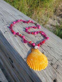 Colorful Shell & Gems Short Necklace Boho Beach Necklace, Crocheted, Beaded, Yellow Shell with a Pearl Accent The one pictured here was sold already - Last Friday I made one necklace in this pink and another one with blue beads; Today, Sunday they were both sold! I can make more :) Made to order! About 17" long Multicolor Shell Necklace For Vacation, Multicolor Shell Necklaces For Vacation, Handmade Coral Beads For Beach, Pink Single Strand Bohemian Beaded Necklaces, Pink Bohemian Single Strand Beaded Necklaces, Bohemian Pink Single Strand Beaded Necklaces, Beach Coral Necklaces With Colorful Beads, Multicolor Beaded Shell Jewelry, Pink Beaded Necklace For Beach With Colorful Beads