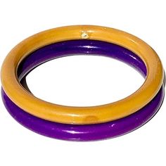 Vintage Lot of 2 Yellow and Purple Round Lucite Bangle Bracelet - Free Shipping - Thrilling Bracelet Shop, Yellow And Purple, Lighted Signs, Vintage Boutique, Bangle Bracelet, Bangle Bracelets, Bangles, Bracelet, Purple