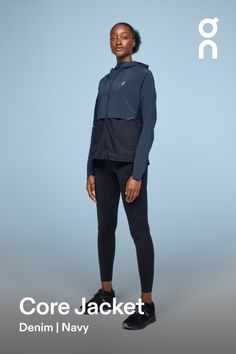 Cover up or pack it up – this versatile running jacket is your go-to basic for an everyday, all-weather wardrobe | On Women's Core Jacket in Denim/Navy, Size: Small. Cold weather running, breathable, packable Road Running. Performance Running | Recycled Polyamide Cold Weather Running, Running In Cold Weather, Light Knit, Running Jacket, Road Running, Sports Jacket, Mens Denim, Warm Weather, Cold Weather