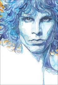 a drawing of a man with long hair and blue curls on it's face