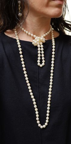 "Recently acquired from a NYC estate from a meticulous collector of fine jewels. These are 2 strands that have been worn together layered but are available and sold separately. The pearls match beautifully in a creamy white color. There is no clasp as they go over your head. The shorter strand can be comfortably wrapped around a 7\" size wrist for a multi row bracelet. Pearls: Akoya measurements: 8 - 8.5 mm color: creamy white with pinkish overtones shape: round lustre: high blemishes: minute to Bracelet Pearls, Akoya Pearl Necklace, Moon Studs, Akoya Pearls, Fine Jewels, Gorgeous Necklaces, Clover Leaf, Gold Charm, Creamy White