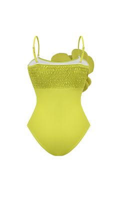 Dive into style with our Lime Flower Swimsuit. Vibrant lime color meets delicate floral design for a standout look by the pool or beach. Comfortable, chic, and eye-catching. Chic Green Swimwear For Sunbathing, Chic Green Swimwear For Poolside, Chic Yellow Swimwear For Pool, Chic Yellow Swimwear For The Pool, Chic Yellow Stretch Swimwear, Chic Green Swimwear, Spring Tropical Sleeveless Swimwear, Fitted Green Floral Print Swimwear, Green Floral Print Swimwear For Summer