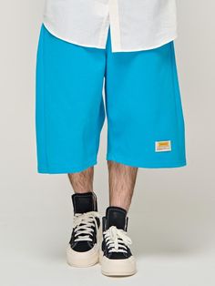 Composition : COTTON 100%Country of Origin : KOREA Casual Bermuda Shorts For Streetwear, Casual Knee-length Shorts For Streetwear, Sporty Blue Cotton Shorts, Casual Blue Bottoms For Leisure, Spring Blue Cotton Athletic Shorts, Blue Athletic Shorts With Built-in Shorts For Leisure, Blue Cotton Sportswear Shorts, Blue Sportswear Bottoms For Leisure, Blue Relaxed Fit Bermuda Shorts