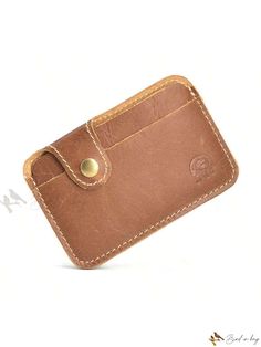 Bird in Bag - Elegant Leather Card Case With Secure Closure Casual Bifold Leather Card Holder, Casual Leather Card Holder, Rectangular Card Holder With Snap Closure, Everyday Rectangular Card Holder With Snap Closure, Brown Wallet With Cell Phone Pocket For Daily Use, Brown Wallets With Card Slots For Daily Use, Brown Wallet With Snap Closure For Everyday Use, Brown Wallets With Snap Closure For Everyday Use, Casual Brown Bifold Card Holder