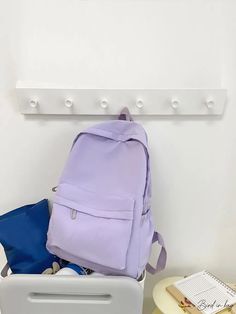 BirdinBag - Versatile School and College Backpack - Sleek and Functional Functional Solid Color School Bag, Purple Bags With Large Capacity For Study, Purple Large Capacity Backpack For Study, Solid Color Portable Backpack, Casual Purple Backpack For Daily Use, Solid Color Student Bags For Back To School, Casual Purple Bag, Solid Color Backpack Shoulder Bag For School, Solid Color Backpack For Students