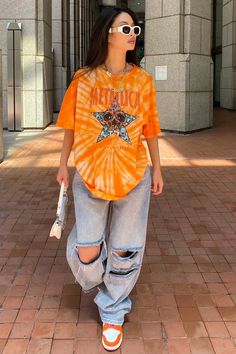 King Nothing Metallica Tie Dye Top - Orange/combo | Fashion Nova, Graphic Tees | Fashion Nova King Nothing, Pakaian Hipster, Unique Streetwear, Look Festival, Graphic Tee Outfits, Orange Outfit, Razzle Dazzle, Tomboy Style Outfits, Streetwear Fashion Women