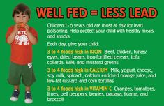 a poster with an image of a young boy holding food in his hands and the words, well fed less lead