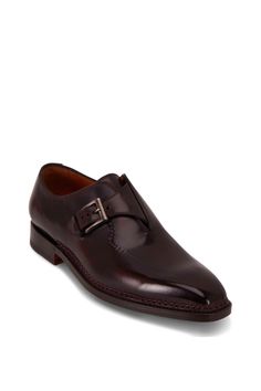 Bontoni - Brillantina II Bordeaux Single Monk Strap Shoe Monk Strap Shoes With Leather Lining For Galas, Monk Strap Shoes With Rubber Sole For Galas, Monk Strap Shoes With Leather Sole For Galas, Calf Leather Monk Strap Shoes For Galas, Semi-formal Goodyear Welted Monk Strap Shoes, Slip-on Monk Strap Shoes With Rubber Sole, Brown Monk Strap Shoes With Closed Toe, Fitted Brown Monk Strap Shoes With Closed Toe, Fitted Brown Monk Strap Shoes