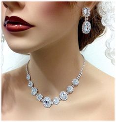 Wedding jewelry set Bridal jewelry set bridal by GlamDuchess Bling Jewelry Sets For Wedding, Wedding Crystal Jewelry Sets With Bling, Crystal Bling Jewelry Sets For Wedding, Bling Crystal Jewelry Sets For Wedding, Dazzling Bling Wedding Jewelry, Silver Bridal Earrings With Bling For Wedding, Silver Bridal Accessories With Matching Earrings For Formal Occasions, Glamorous Sparkling Jewelry For Wedding, Glamorous Sparkling Wedding Jewelry