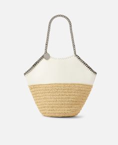 Falabella Raffia Medium Tote -Green-large Spring Cream Bucket Bag With Braided Handles, Falabella Bag, Stella Mccartney Falabella, Love Logo, Pretty Bags, Medium Tote, Stella Mccartney Adidas, Boot Bag, Mini Shoulder Bag