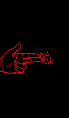 a hand pointing to the left with red writing on it, in front of a black background