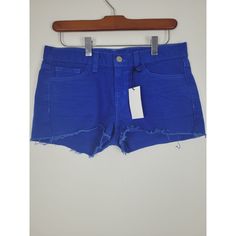 J Brand Shorts 26 Womens Royal Blue Mid Rise Raw Hem Pockets New With Tags Features: Shorts Size: Womens 26 Measurements: Waist Measures Laying Flat Across 15 In / 38 Cm Rise Measures 8.5 In / 22 Cm Inseam Measures 2 In / 5 Cm Condition: New All Preowned Items Are In Good To Great Condition Unless Otherwise Noted. All Preowned Items Are In Good Preowned Condition. Unless Otherwise Noted. Blue Cotton Jean Shorts For Spring, Spring Blue Cotton Jean Shorts, Blue Cotton Jean Shorts With Pockets, Blue Jean Shorts With Pockets For Summer, Trendy Blue Jean Shorts With Pockets, Dark Wash Mid-rise Cotton Jean Shorts, Mid-rise Dark Wash Cotton Jean Shorts, Mid-rise Dark Wash Jean Shorts, Blue Relaxed Fit Cotton Jean Shorts