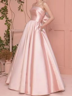 A-Line Prom Dresses Elegant Dress Wedding Guest Engagement Floor Length Sleeveless Strapless Satin with Pleats 2024 2024 - $155.99 Prom Dress Strapless, Cheap Prom Dresses Online, Prom Dresses Elegant, Strapless Prom Dresses, Prom Dresses With Pockets, Prom Inspo, Evening Dress Floor Length, Minimalist Dresses, Dress Wedding Guest