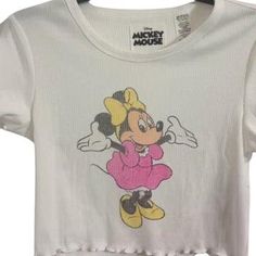 a white shirt with minnie mouse on it