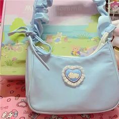 40441609912391 Cartoon Interior, Kawaii Handbags, Blue And White Fabric, Zipper Fashion, Zippers Fashion, Nylon Handbag, Cartoon Rabbit, Handbags Casual, Rabbit Cartoon